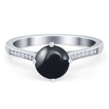 Art Deco Round Natural Stone Wedding Ring