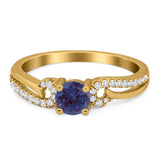 Art Deco Round Natural Stone Curved Ring
