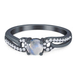 Art Deco Round Natural Stone Curved Ring
