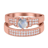 Two Piece Round Natural Stone Ring