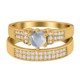 Two Piece Round Natural Stone Ring