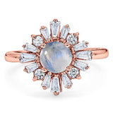 Art Deco Round Natural Stone Cocktail Ring