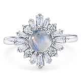 Art Deco Round Natural Stone Cocktail Ring
