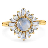 Art Deco Round Natural Stone Cocktail Ring