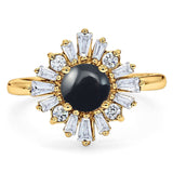 Art Deco Round Natural Stone Cocktail Ring