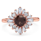 Art Deco Round Natural Stone Cocktail Ring