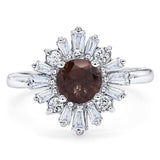 Art Deco Round Natural Stone Cocktail Ring