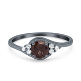 Art Deco Round Natural Stone Wedding Ring