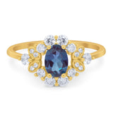 Art Deco Oval Natural Stone Flower Ring