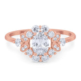 Art Deco Oval Natural Stone Flower Ring