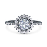 Floral Art Deco Round Natural Stone Ring