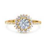 Floral Art Deco Round Natural Stone Ring