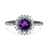 Floral Art Deco Round Natural Stone Ring