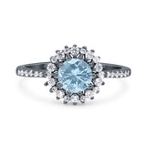 Floral Art Deco Round Natural Stone Ring