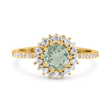Floral Art Deco Round Natural Stone Ring
