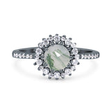 Floral Art Deco Round Natural Stone Ring