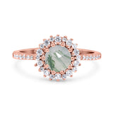 Floral Art Deco Round Natural Stone Ring
