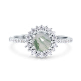 Floral Art Deco Round Natural Stone Ring