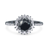 Floral Art Deco Round Natural Stone Ring