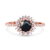 Floral Art Deco Round Natural Stone Ring