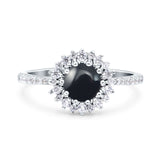 Floral Art Deco Round Natural Stone Ring