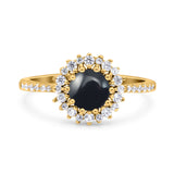 Floral Art Deco Round Natural Stone Ring