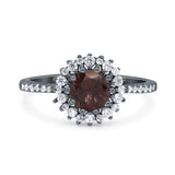 Floral Art Deco Round Natural Stone Ring
