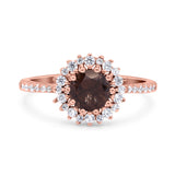Floral Art Deco Round Natural Stone Ring