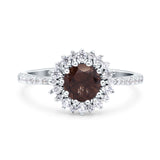 Floral Art Deco Round Natural Stone Ring