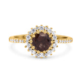 Floral Art Deco Round Natural Stone Ring