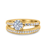 Two Piece Round Natural Stone Bridal Ring