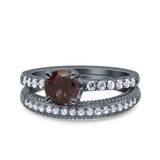 Two Piece Round Natural Stone Bridal Ring