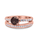 Two Piece Round Natural Stone Bridal Ring