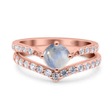 Two Piece Round Natural Stone Art Deco Ring