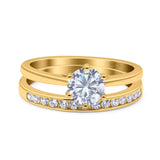 Two Piece Round Natural Stone Art Deco Ring