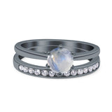 Two Piece Round Natural Stone Art Deco Ring