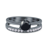 Two Piece Round Natural Stone Art Deco Ring
