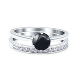 Two Piece Round Natural Stone Art Deco Ring