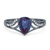 Art Deco Pear Teardrop Natural Stone Ring
