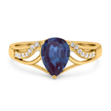 Art Deco Pear Teardrop Natural Stone Ring