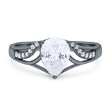 Art Deco Pear Teardrop Natural Stone Ring