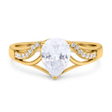 Art Deco Pear Teardrop Natural Stone Ring