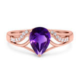 Art Deco Pear Teardrop Natural Stone Ring