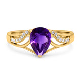 Art Deco Pear Teardrop Natural Stone Ring