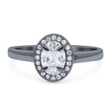 Oval Natural Stone Halo Wedding Ring