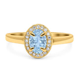Oval Natural Stone Halo Wedding Ring