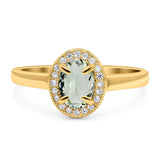 Oval Natural Stone Halo Wedding Ring