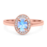 Oval Natural Stone Halo Wedding Ring