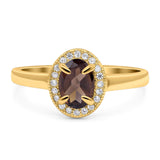 Oval Natural Stone Halo Wedding Ring