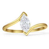 Minimalist 11mm Marquise Cubic Zirconia Solitaire Rings 925 Sterling Silver